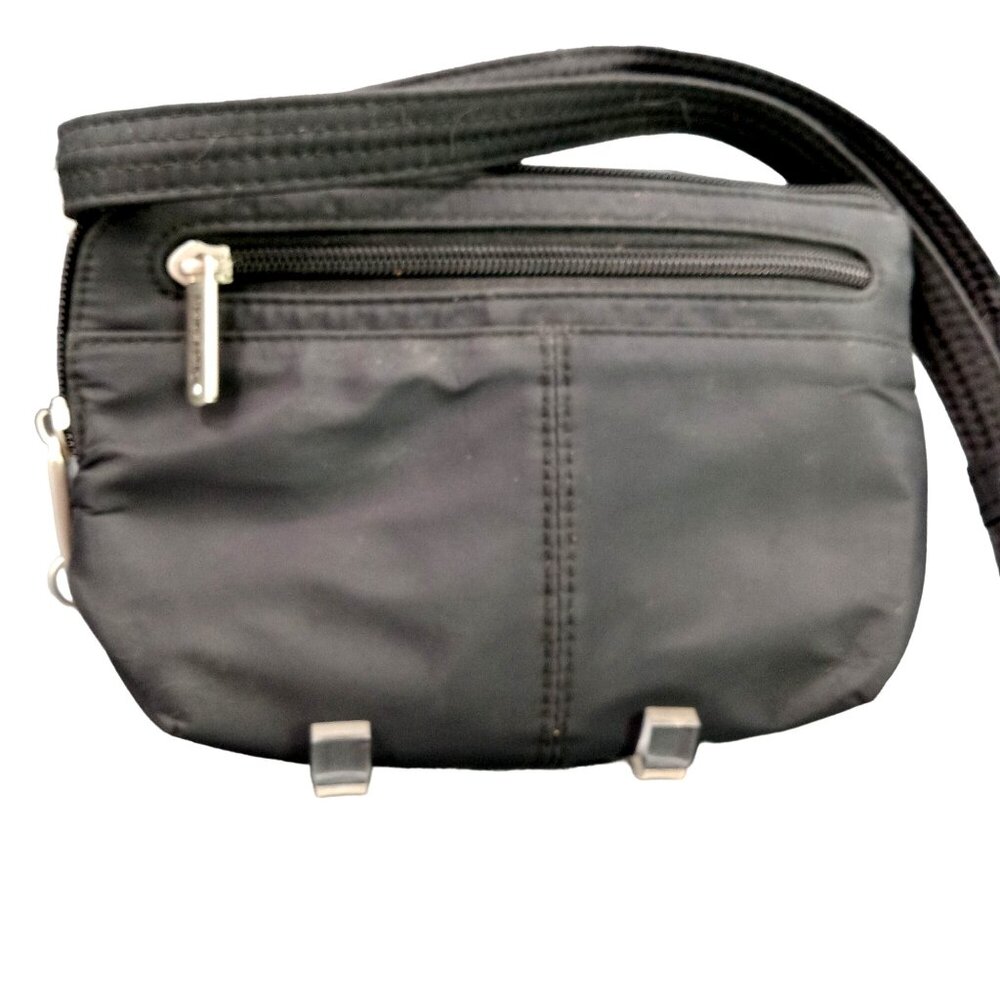 Travelon Crossbody Bag Black Nylon Adjustable Strap Compartments Secure Zipper - Picture 2 of 12